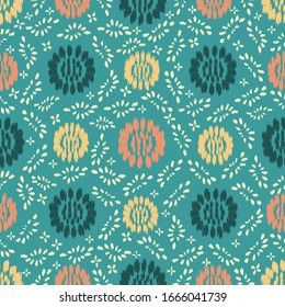 Seamless abstract ikat pattern with the image of floral ornament.
