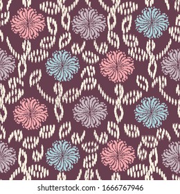 Seamless abstract ikat pattern with the image of floral ornament.
