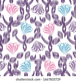 Seamless abstract ikat pattern with the image of floral ornament.
