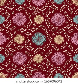 Seamless abstract ikat pattern with the image of floral ornament.
