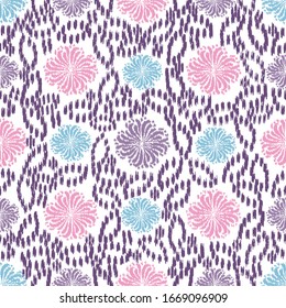 Seamless abstract ikat pattern with the image of floral ornament.

