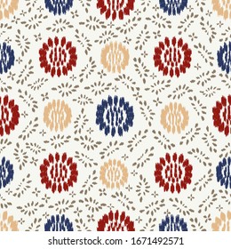 Seamless abstract ikat pattern with the image of floral ornament.
