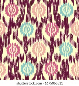 Seamless abstract ikat pattern with the image of floral ornament.
