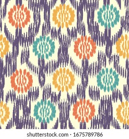 Seamless abstract ikat pattern with the image of floral ornament.
