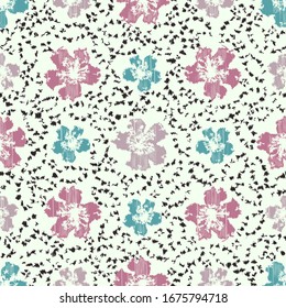 Seamless abstract ikat pattern with the image of floral ornament.
