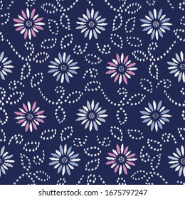 Seamless abstract ikat pattern with the image of floral ornament.
