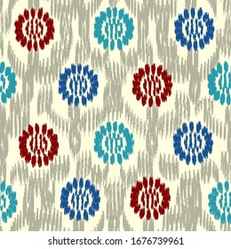 Patrón abstracto de ikat sin inconvenientes con la imagen de adorno floral.
