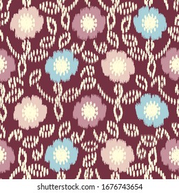 Seamless abstract ikat pattern with the image of floral ornament.
