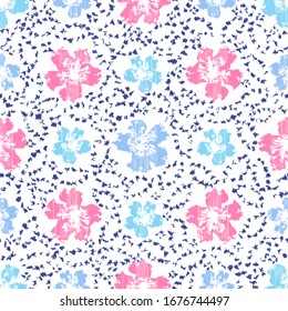 Seamless abstract ikat pattern with the image of floral ornament.
