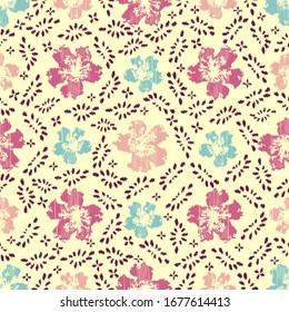 Patrón abstracto de ikat sin inconvenientes con la imagen de adorno floral.
