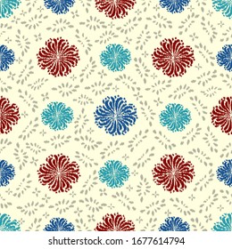 Seamless abstract ikat pattern with the image of floral ornament.
