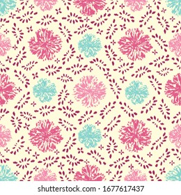 Seamless abstract ikat pattern with the image of floral ornament.
