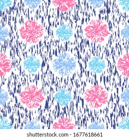 Seamless abstract ikat pattern with the image of floral ornament.
