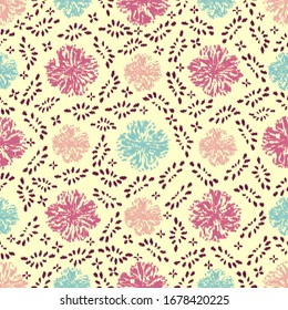Seamless abstract ikat pattern with the image of floral ornament.
