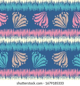 Seamless abstract ikat pattern with the image of floral ornament.
