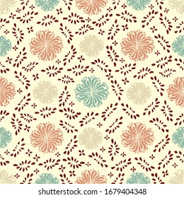 Seamless abstract ikat pattern with the image of floral ornament.
