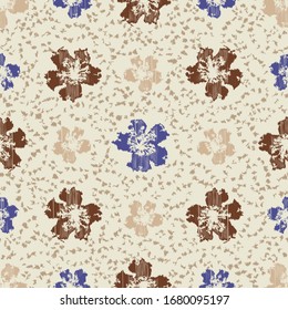 Seamless abstract ikat pattern with the image of floral ornament.
