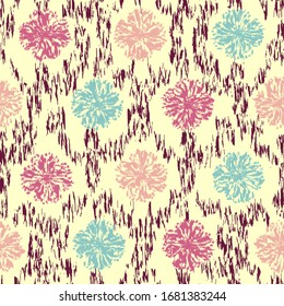 Seamless abstract ikat pattern with the image of floral ornament.
