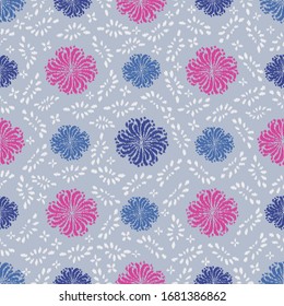 Seamless abstract ikat pattern with the image of floral ornament.
