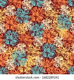 Seamless abstract ikat pattern with the image of floral ornament.
