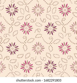 Seamless abstract ikat pattern with the image of floral ornament.
