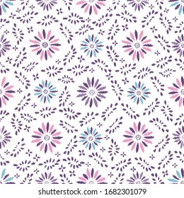 Seamless abstract ikat pattern with the image of floral ornament.
