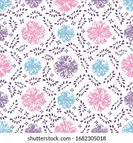 Seamless abstract ikat pattern with the image of floral ornament.
