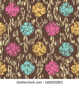 Seamless abstract ikat pattern with the image of floral ornament.
