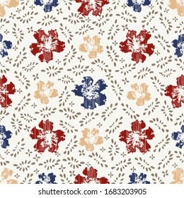 Seamless abstract ikat pattern with the image of floral ornament.
