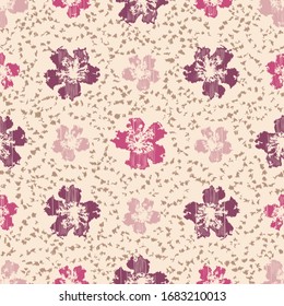 Seamless abstract ikat pattern with the image of floral ornament.
