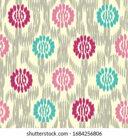 Seamless abstract ikat pattern with the image of floral ornament.

