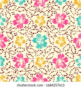 Seamless abstract ikat pattern with the image of floral ornament.
