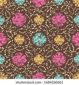 Seamless abstract ikat pattern with the image of floral ornament.

