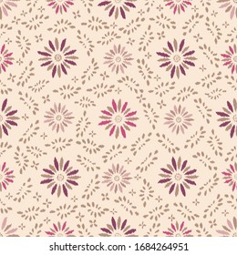 Seamless abstract ikat pattern with the image of floral ornament.
