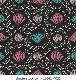 Seamless abstract ikat pattern with the image of floral ornament.
