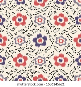 Seamless abstract ikat pattern with the image of floral ornament.
