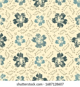 Seamless abstract ikat pattern with the image of floral ornament.
