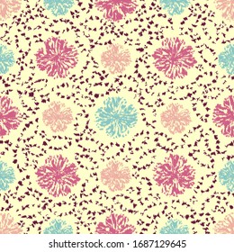 Seamless abstract ikat pattern with the image of floral ornament.
