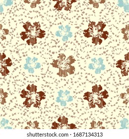 Seamless abstract ikat pattern with the image of floral ornament.
