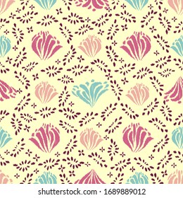 Seamless abstract ikat pattern with the image of floral ornament.
