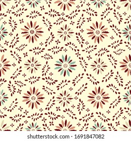 Patrón abstracto de ikat sin inconvenientes con la imagen de adorno floral.
