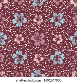 Seamless abstract ikat pattern with the image of floral ornament.
