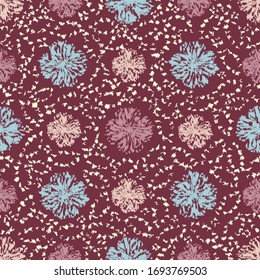 Seamless abstract ikat pattern with the image of floral ornament.
