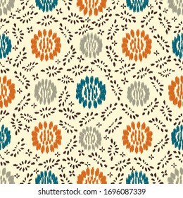Seamless abstract ikat pattern with the image of floral ornament.
