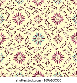 Seamless abstract ikat pattern with the image of floral ornament.
