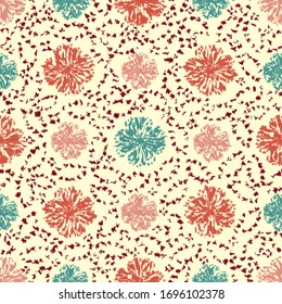 Seamless abstract ikat pattern with the image of floral ornament.
