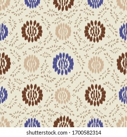Seamless abstract ikat pattern with the image of floral ornament.
