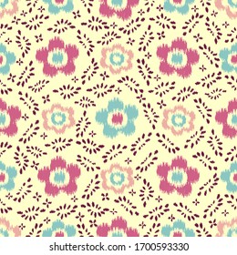 Seamless abstract ikat pattern with the image of floral ornament.
