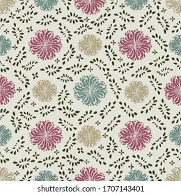 Seamless abstract ikat pattern with the image of floral ornament.
