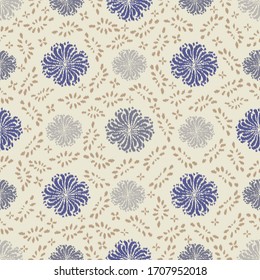 Seamless abstract ikat pattern with the image of floral ornament.

